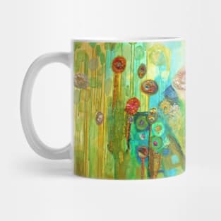 Contrasting Variations in green, blue and pink Mug